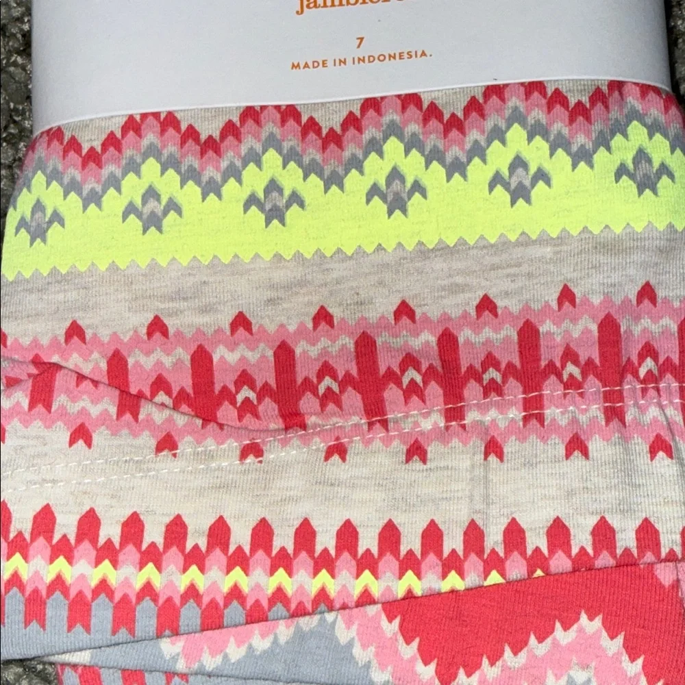 Gymboree Pink & Neon Yellow Chevron-Accent Girls' Leggings (7) NEW